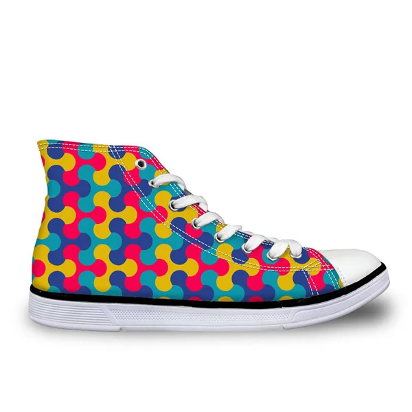 WHEREISART/Модные женские вулканизированные туфли с 3D геометрическим принтом; Повседневная парусиновая обувь с высоким верхом для женщин; кроссовки на плоской подошве; женская обувь - Цвет: CC3431AK