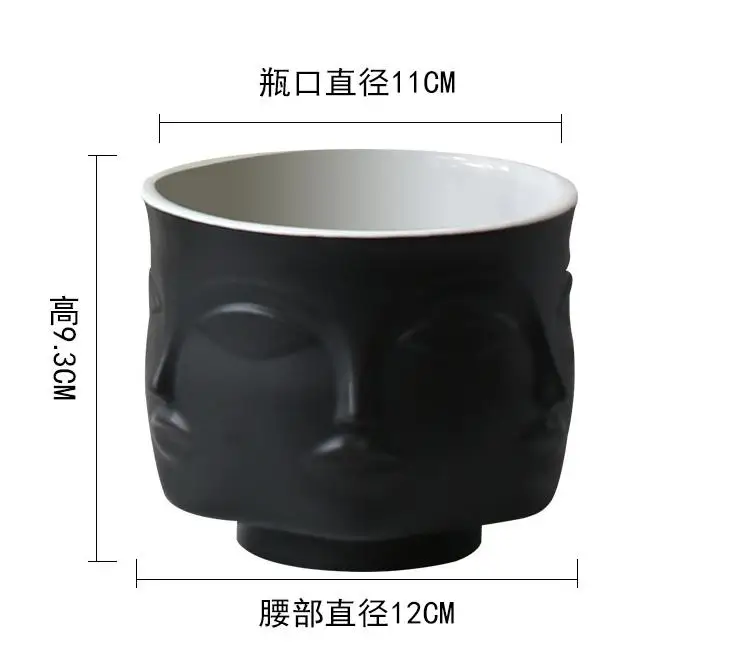 Керамическая ваза Муза лицо губы многогранная ваза украшение дома ваза искусственные цветочные украшения - Цвет: B