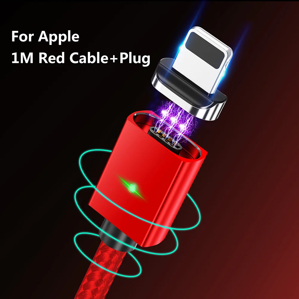 ZRSE 3A Магнитный кабель для Iphone samsung Быстрая зарядка Micro Usb кабель type C кабели huawei Oneplus Xiaomi Mi9 Redmi Note 7 K20 - Цвет: Red for Apple