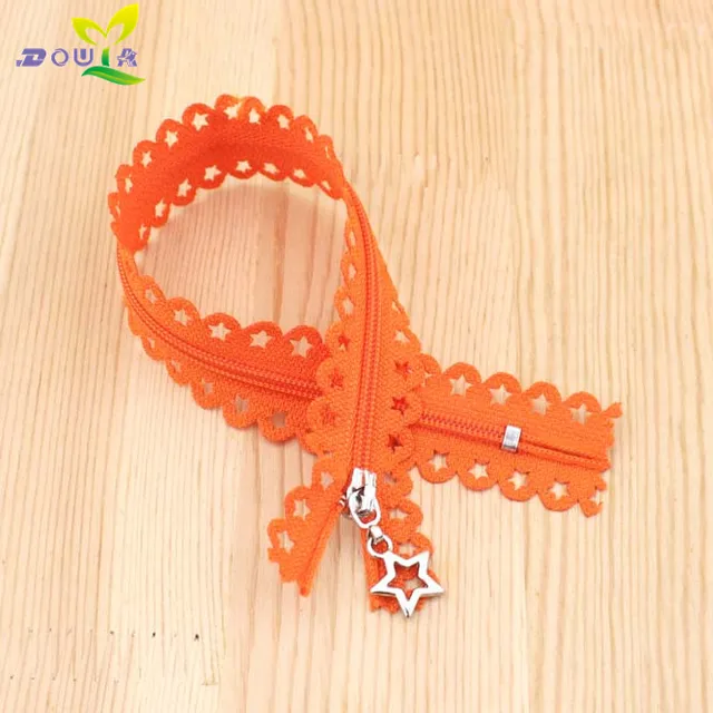 2pcs/lot 25CM stars lace zippers for clothing decorative zipper