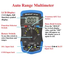 HoldPeak HP-36G Авто Диапазон Цифровой мультиметр AC DC 200uA ~ 10A измеритель тока с Батарея Тесты Функция