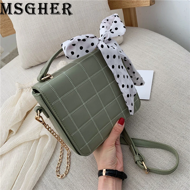 

MSGHER Handbags Women High Designer Scarves Bowknot Bags Femael Fashion Diamond Lattice Bags Casual Small Shoulder Bags