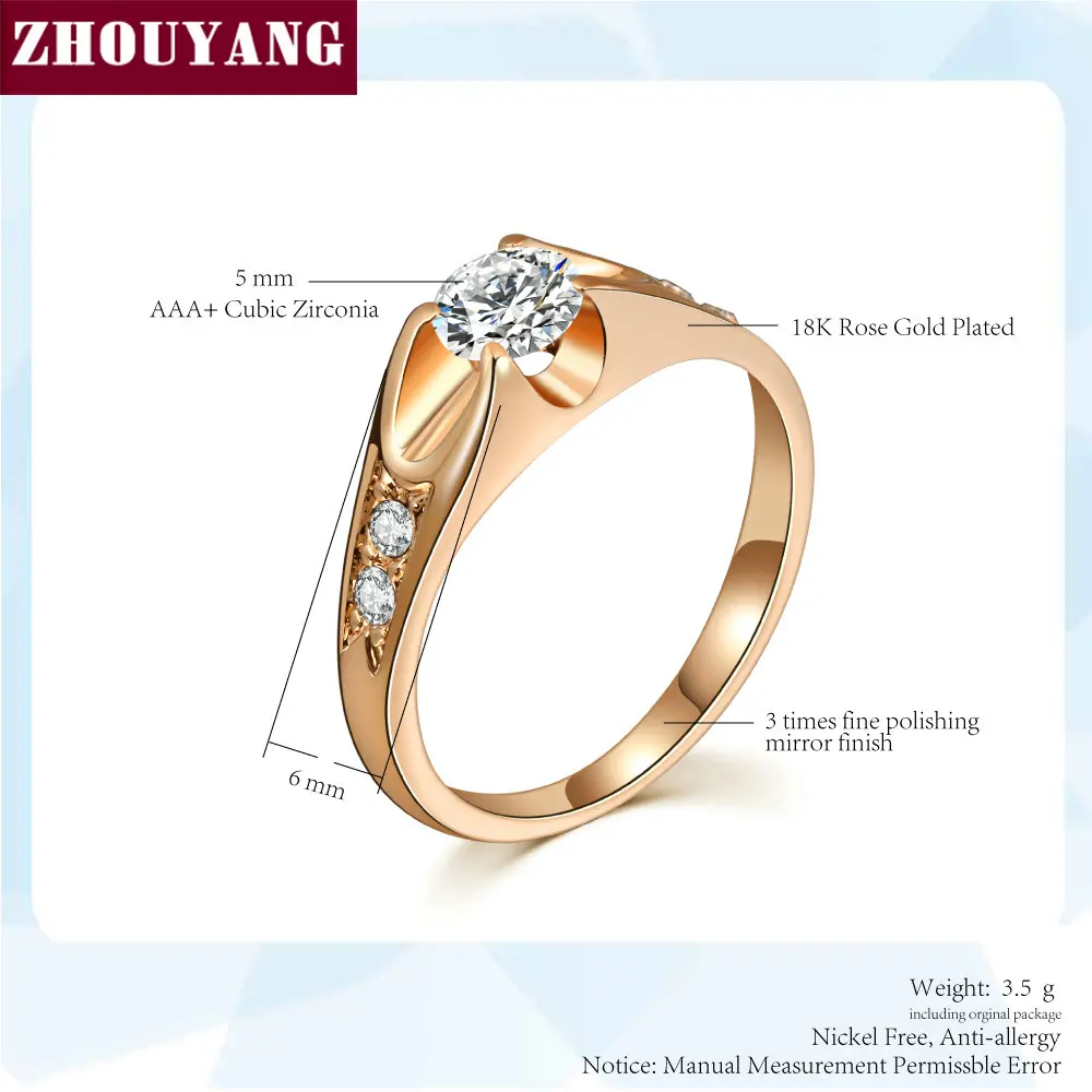 ZHOUYANG Wedding Ring For Women Classic Cubic Zirconia Rose Gold Color Fashion Jewelry Lover Rings Austrian Crystal ZYR249 - Image 2