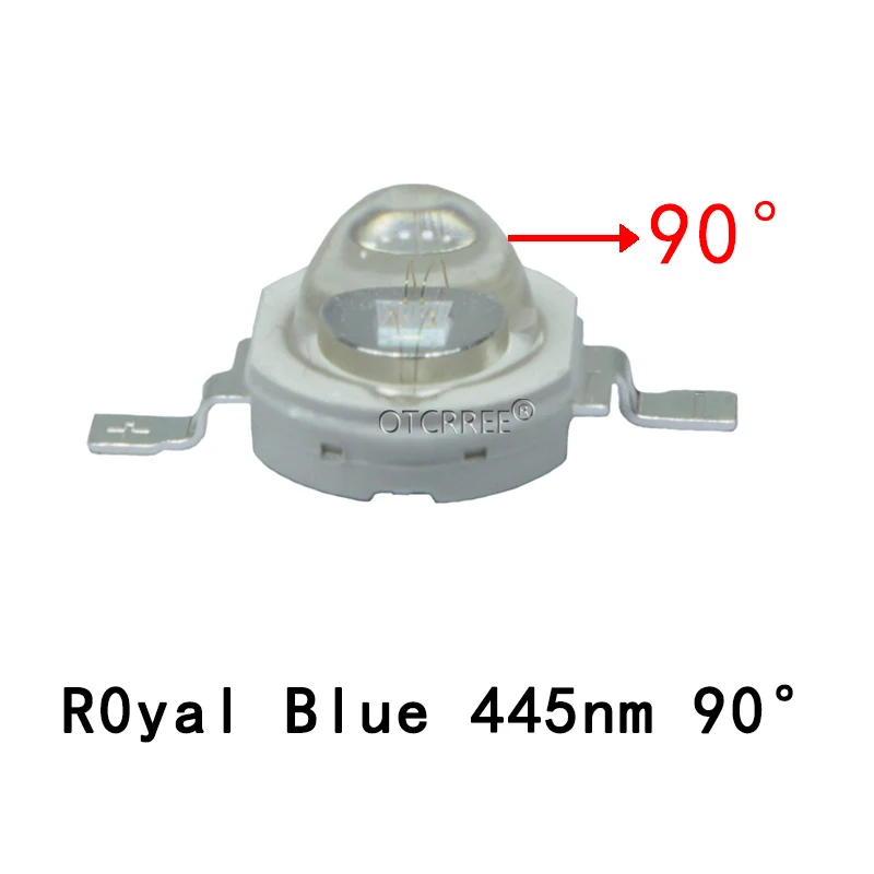 10 шт. 3 Вт темно-красный 90/120 нм Королевский синий 445 нм светодиодный диодный чип градусов светильник для выращивания растений, овощей, фруктов - Испускаемый цвет: Royal Blue 90 degree