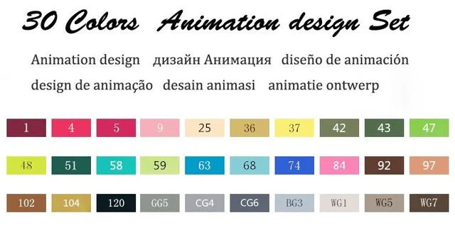 TouchFIVE 30/40/60/80 Цвета рисунок маркер для белой доски анимации Эскиз маркер для рисования набор для художника манга графическое на спиртовой основе мА щетка - Цвет: 30 animation