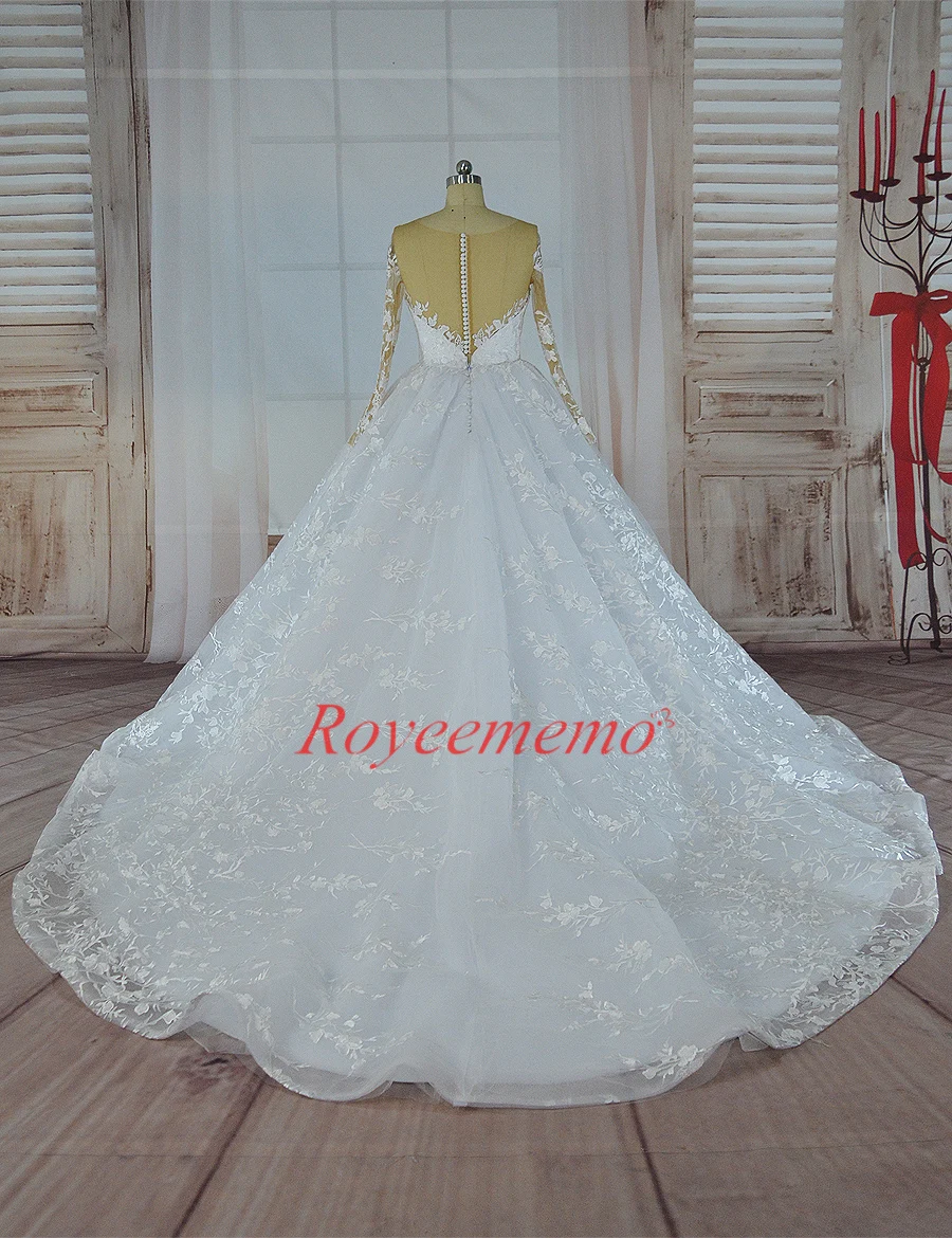 Vestido de Noiva с длинным рукавом бальное платье Винтаж Robe De Mariage специальное кружево Дизайн телесного цвета Тюль Свадебное завод