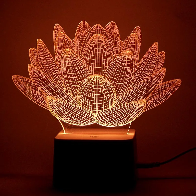 

9 color Changing Touch Lotus Flower 3D Colorful NightLight Remote Control Strange Stereoscopic Visual illusion LED Decor light