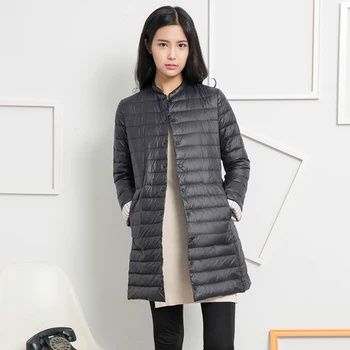 

Ultra Light Down Jacket Winter Women 2019 Casual Single Breasted Long Sleeve Thin Parka Outwear Female Long Down Jacket Coat