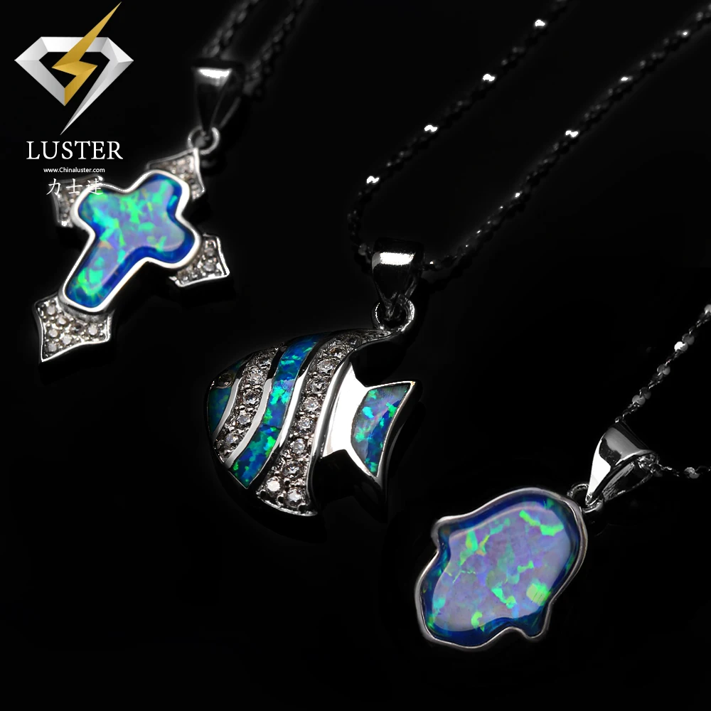 cross 10K gold white gold plating opal (6)