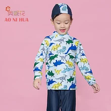 Aonihua милые с принтом динозавра из мультфильма Два Купальник Обувь для мальчиков Дети с длинным рукавом профессиональные купальники детей купальный костюм