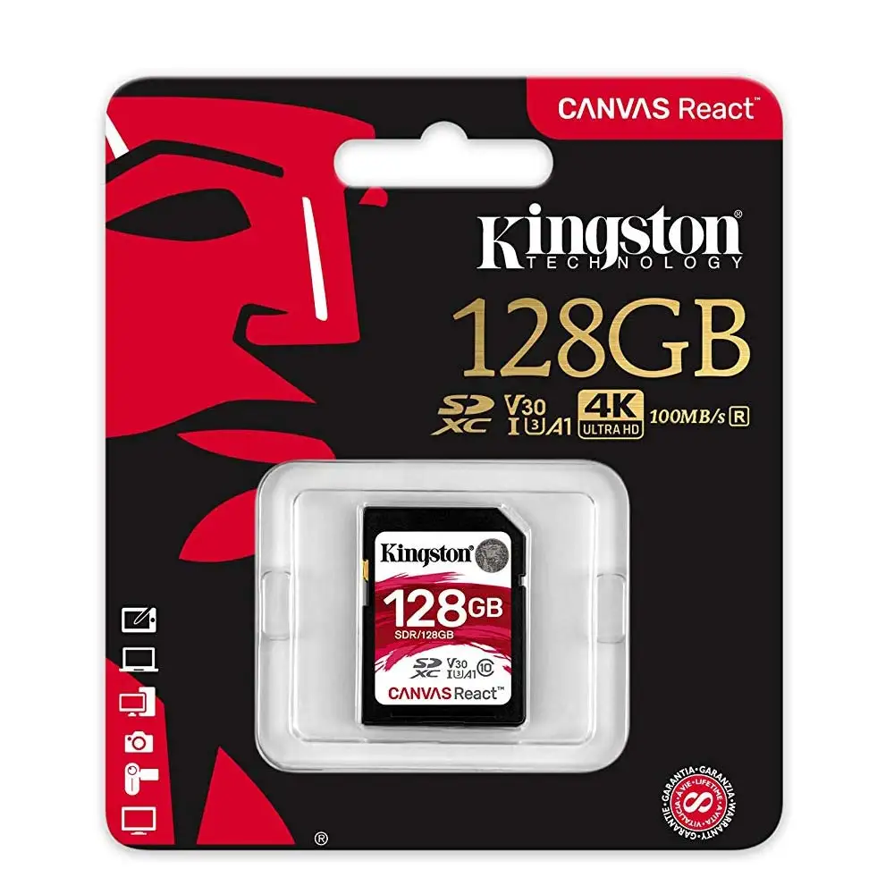  Kingston Canvas React 32GB 64GB 128GB 256GB SDHC/SDXC Class 10 SD Memory Card UHS-I 100MB/s Flash M