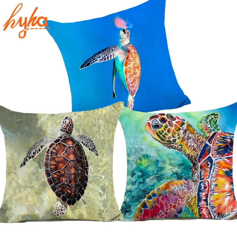 

Hyha Turtles Polyester Cushion Cover Sperm Whale Fun of Ocean Animal Decorative Pillows Cover for Sofa Nordic Coussin Decoration