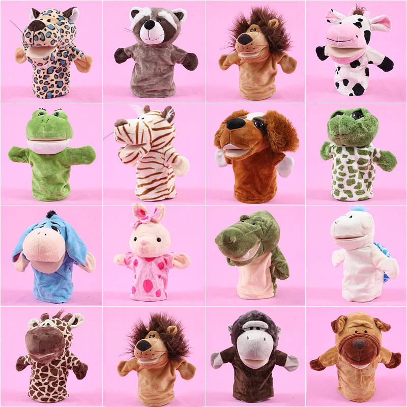 

Classic Cute Carton Animal Plush Hand Puppet Toys Cartoon Elephant Rabbit Tiger Monkey Bear Animal Dolls Learning Baby Toy