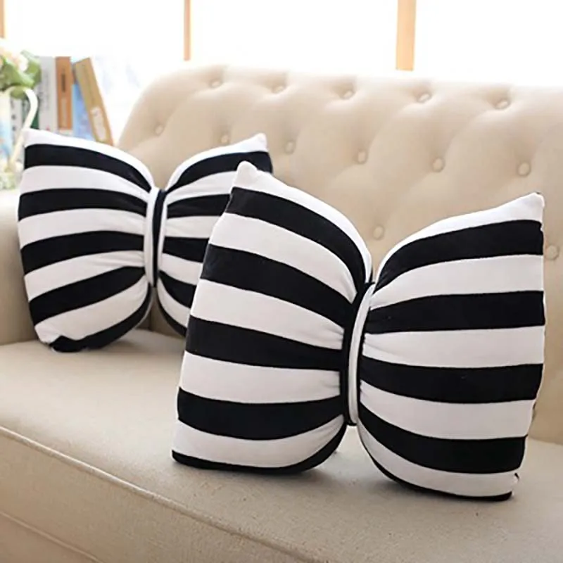 

2018 year New Style toys kids bowknot bow pillows black and white striped pillow decorative soft pillow for room