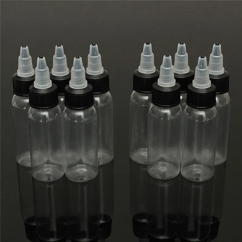 

5PCS 10PCS 30ml 1OZ White Twist Top Cap Empty Tattoo Ink Pigment Clear Transparent Bottle Refillable Bottles Tattoo Accessoires