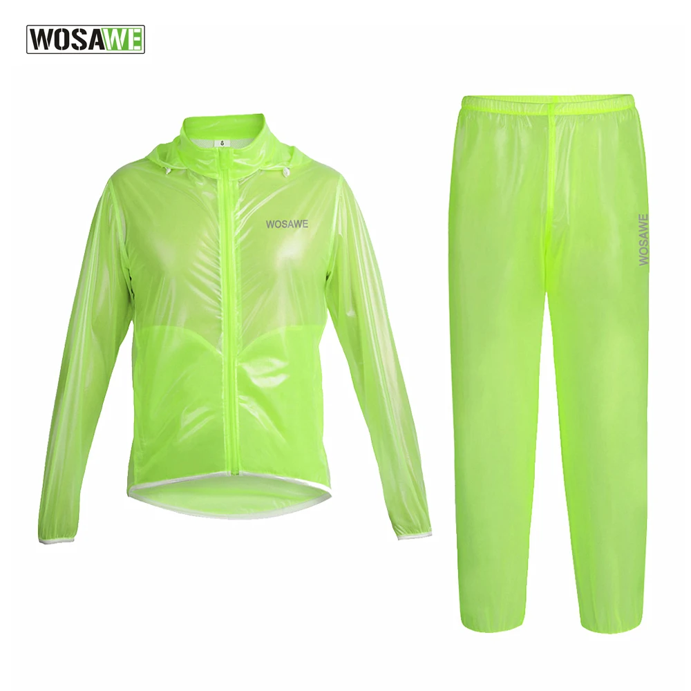 

WOSAWE Tour de France Cycling Rain Jacket Sets Waterproof Jersey Jacket Tights Bike Raincoat and Rain Pant