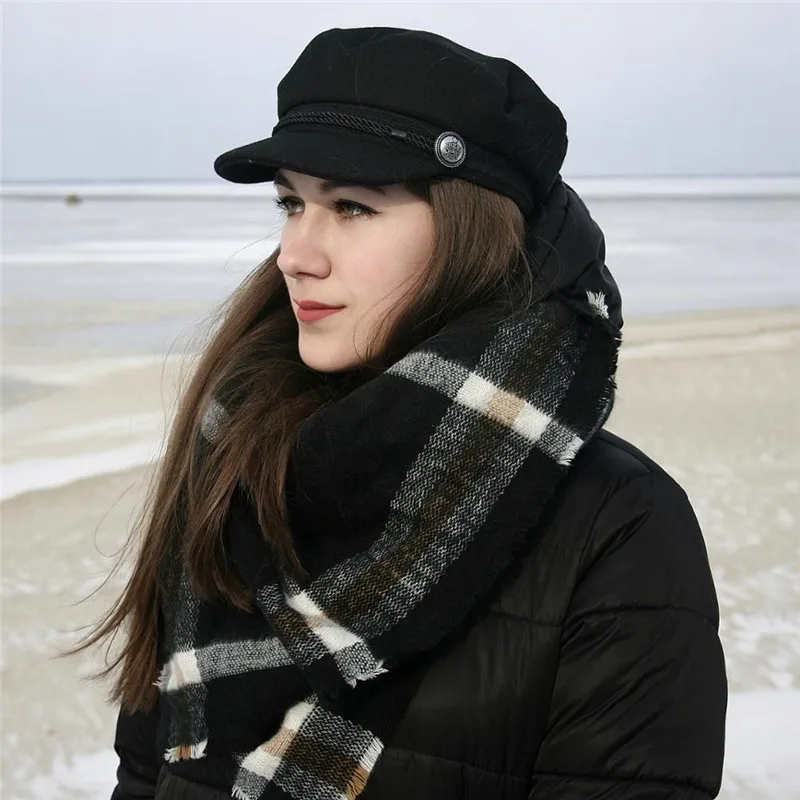 

Jinjin.QC Fashion Plaid Scarf Soft Cashmere Acrylic Warp Oversized Shawls For Women Winter Blankets Echarpe Foulard Femme