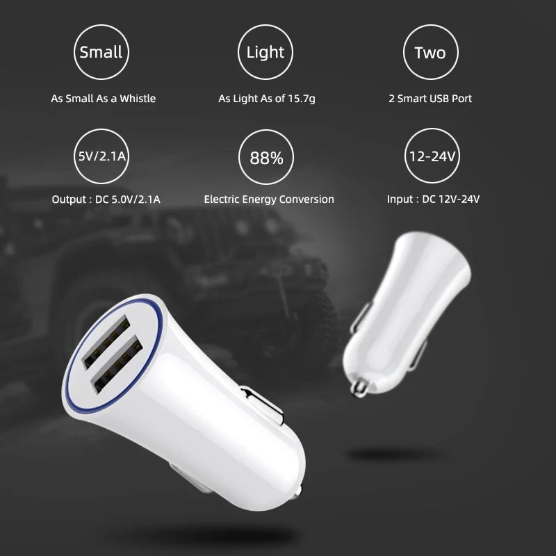 2 шт. автомобильное зарядное устройство с портами USB мобильный телефон планшет 5 В