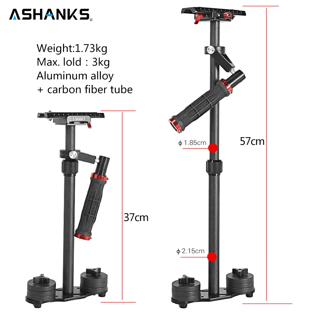 ASHANKS углеродное волокно 57 см/22,4 ''Ручной Стабилизатор Steadycam для DSLR Steadicam Canon sony Nikon GoPro AEE DSLR видеокамера