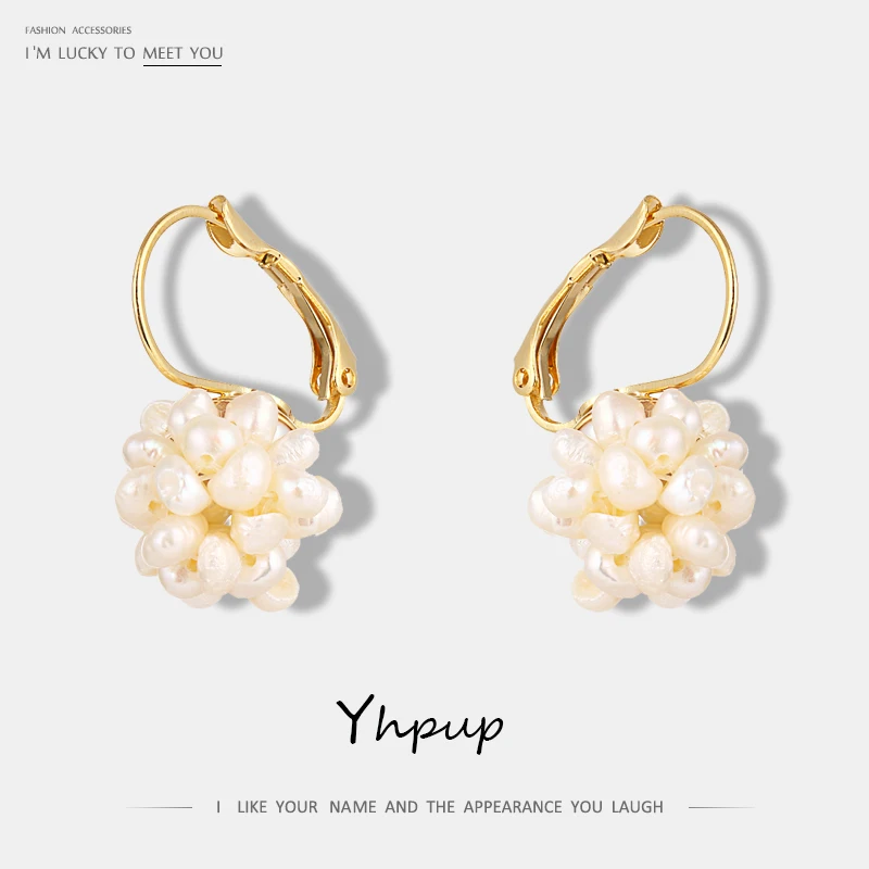 

Yhpup Romantic Sweet Freshwater Pearl Dangle Earring Elegant Exquisite Palace Brinco For Female Party Wedding Statement Jewelry
