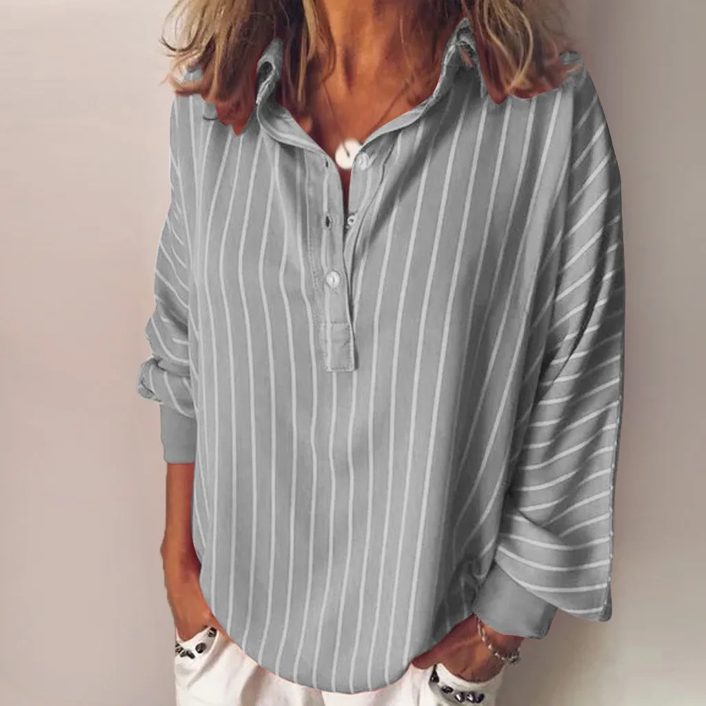 

Plus Size Womens Tops And Blouses Woman 2019 Vintage Striped Long Sleeve Blouse Tunic Ladies Tops Korean Fashion Clothing