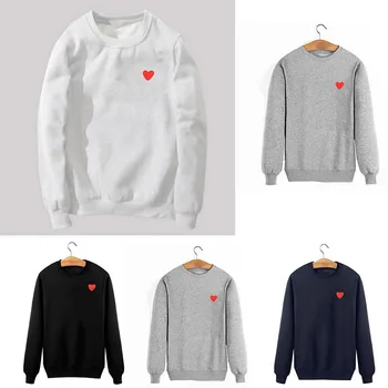 2019 Autumn and Winter New Sweatshirts Embroidered Red Love Peach Men and Women Plus Collar Cashmere Sweatshirts