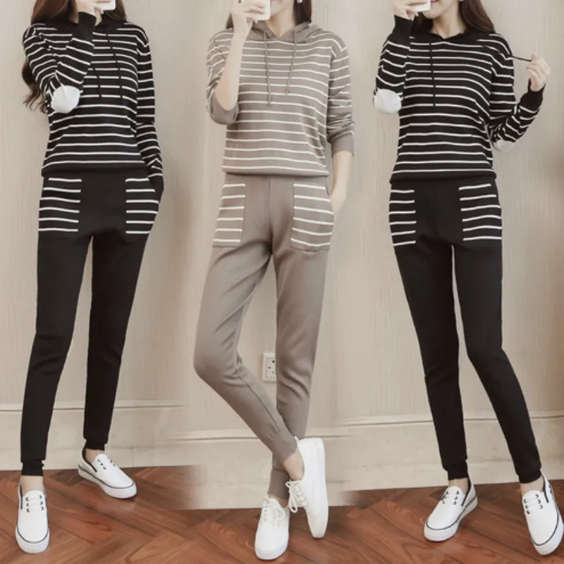 woman suit 2018 spring and autumn new fashion temperament long-sleeved clothes + casual slim trousers wild two-piece trend Women's Sets