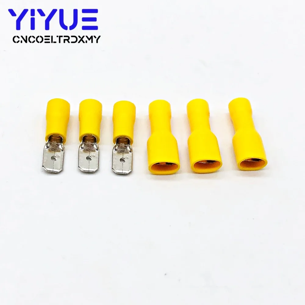 6.3mm 14-12AWG Female Male Electrical Wiring Connector Insulated Crimp Terminal (2)