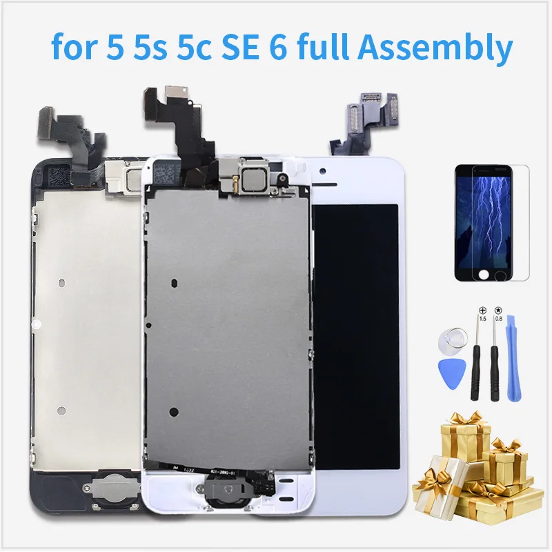 Display Lcd Set Completo Per Iphone 5 5C 5S Se Schermo Lcd Touch Digitizer Assemblaggio Completo Sostituzione Lcd Pantalla + Pulsante Home + Fotocamer