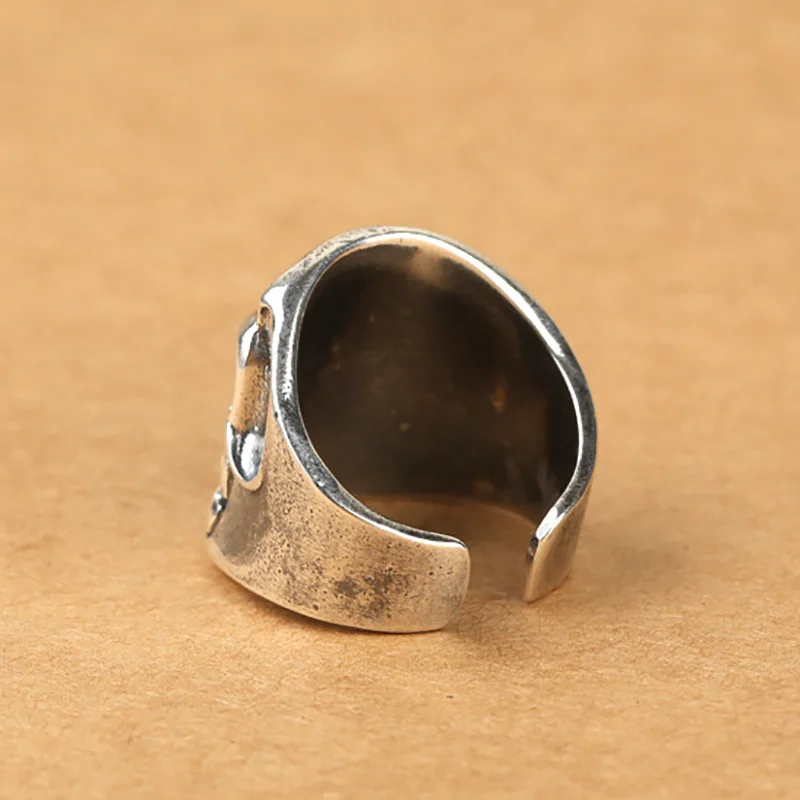 

New 925 Sterling Silver Punk hot popular Opening Rings skull For Man Hip pop/Rock