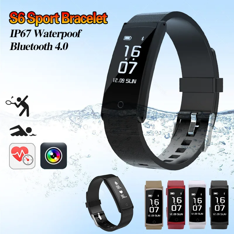 Newest S6 Smart Bracelet Sport Pedometer Fitness Tracker Sleep Monitor Wristband IP68 Waterproof Smartband For IOS