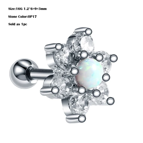1 шт. кольцо для пирсинга носа из стального опалового камня для сосков, губ, пирсинга бровей, серьги, кольца, ювелирные изделия для тела - Окраска металла: K0126