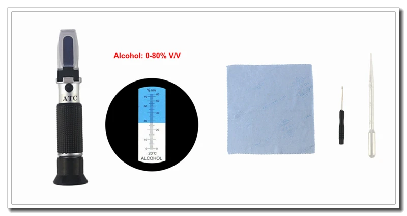 Портативный тестер содержания алкоголя 0-80% V/V ATC рефрактометр измеритель концентрации ликера