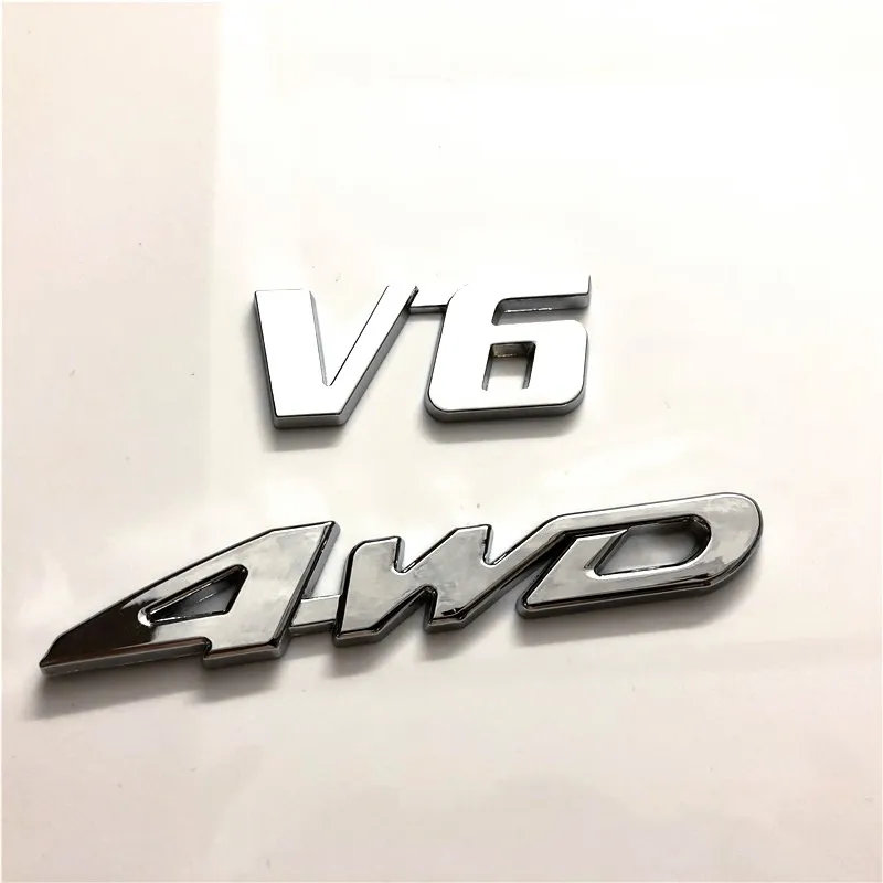 50X стайлинга автомобилей 3D металлический Стикеры 4WD V6 V8 3D хромированная Автомобильная задняя дверь автомобиля Стикеры багажник эмблема для багажника переводная картинка