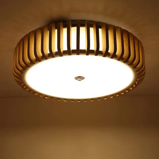 Us 145 32 16 Off Chinese Wooden Led Drop Ceiling Lamp Creative Wood Round Pendant Lights Residential Dining Living Room Bar Restaurant Lighting In