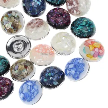 

10Pcs Mixed Shell Resin Aluminum 5.5mm Snap Buttons Fit Bracelets Jewelry Making Charms Wholesale 18mm