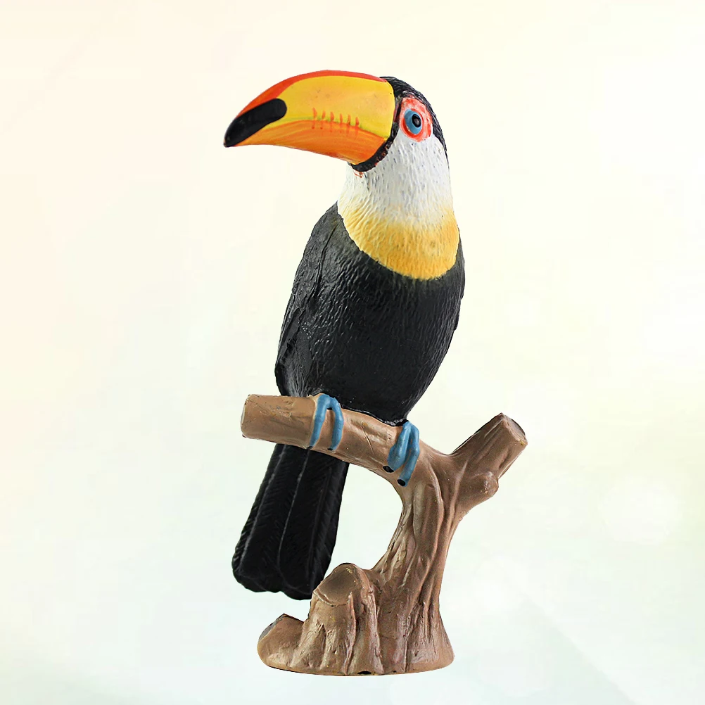 1pc Toucan Figurine Simulation Creative Model Toy Ornaments Craft Gift Collection Desktop Office Home Decoration