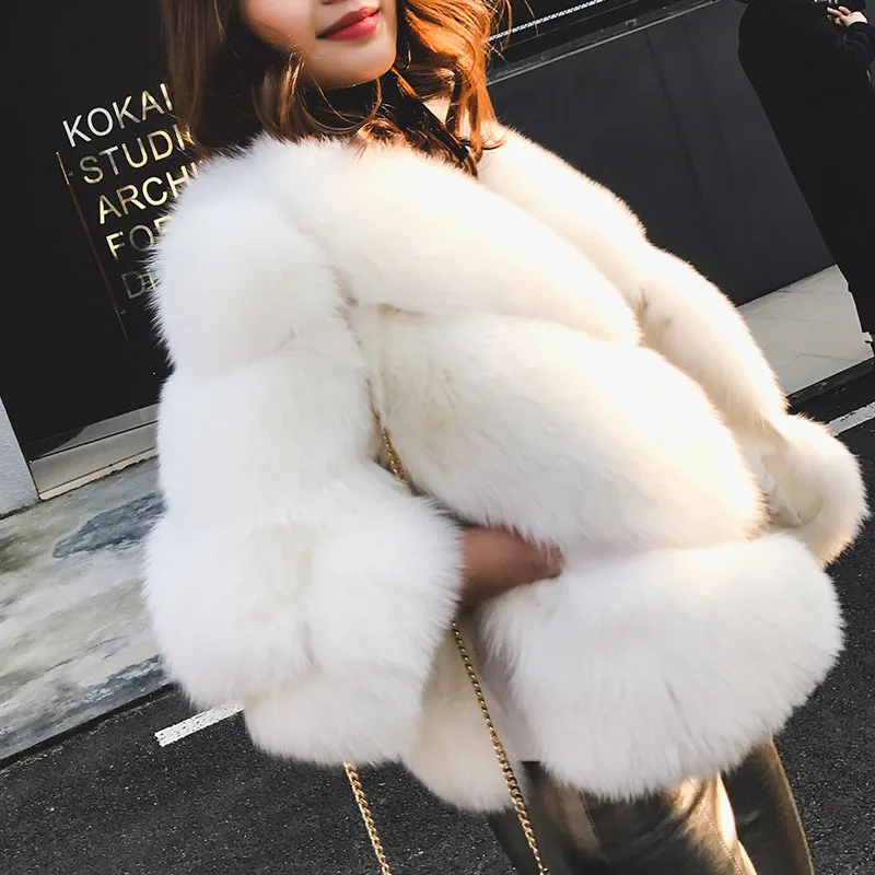 

Tatyana furclub Real Fur Short Jacket Coat Solid Winter Casual Natural Fox Fur Warm Coats For Women Clothes With Collar High