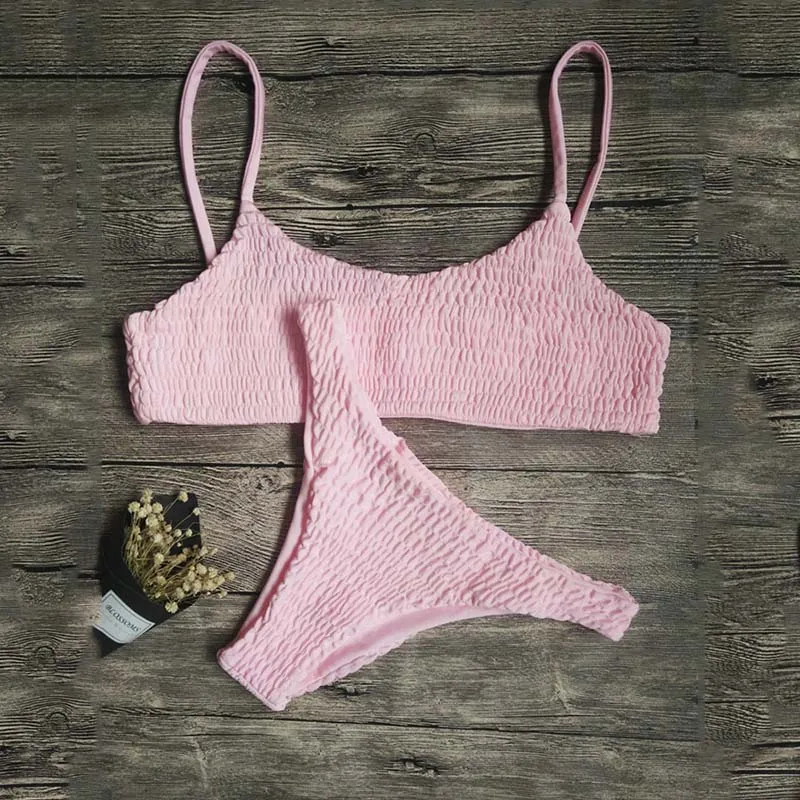 

2019 New Sexy girls Bikini Push-up Pleated triangle Swimwear Women Push-up Bra Bikini Set Swimsuit Beach Bathing Swimwear