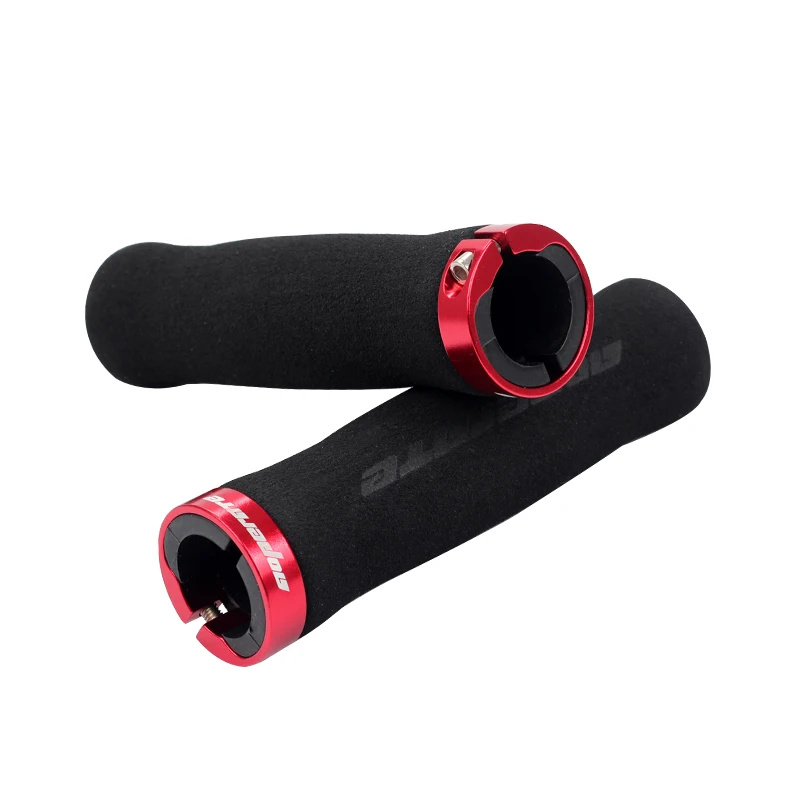 BIKEIN велосипедные мягкие губчатые велосипедные ручки для горного велосипеда, велосипедные сплавные интегрированные Запираемые концевые заглушки, велосипедные детали высокой плотности 80 г - Цвет: Black Red