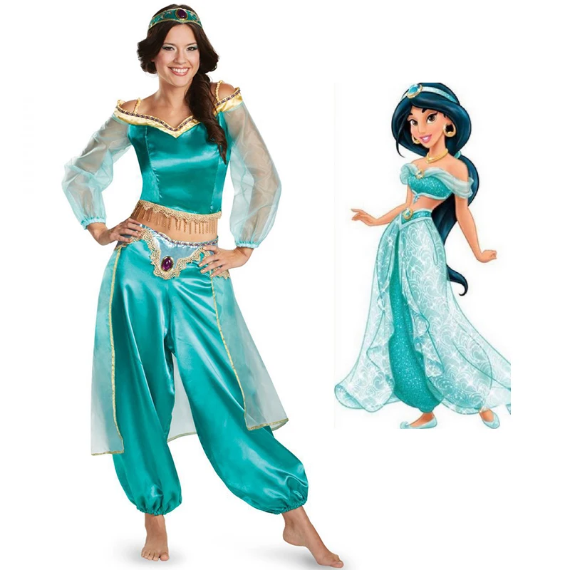 Halloween Aladdin magic lamp Aladin Jasmine Princess Cosplay Costumes Adult Carnival Party Princess Jasmine Masquerad Costumes