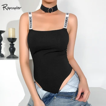 

Rapcopter Black Solid Basic Ribbon Casual Bodysuit Women Harajuku Sleeveless Skinny Body Jumpsuit Summer Backless Bodysuits 2019