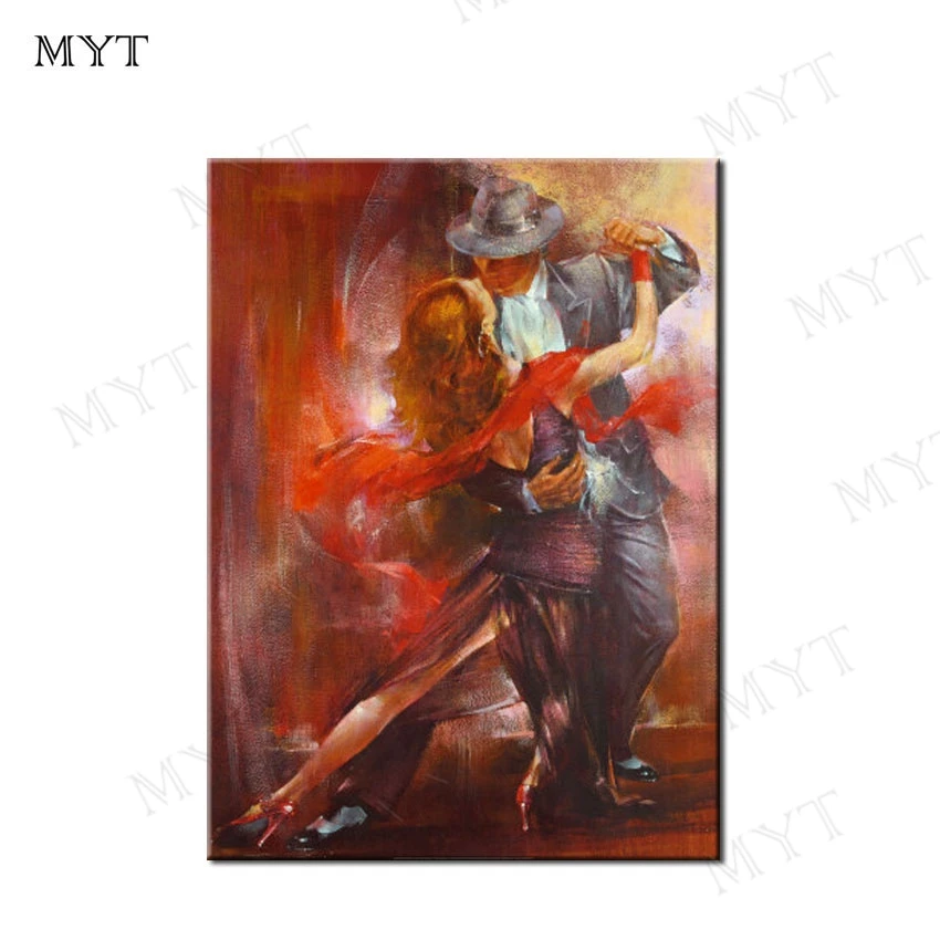 

MYT Free Shipping 100% Hand Painted Spanish Men And Women Dance Tango Dance Modern Abstract Handmade Oil Painting On Canvas