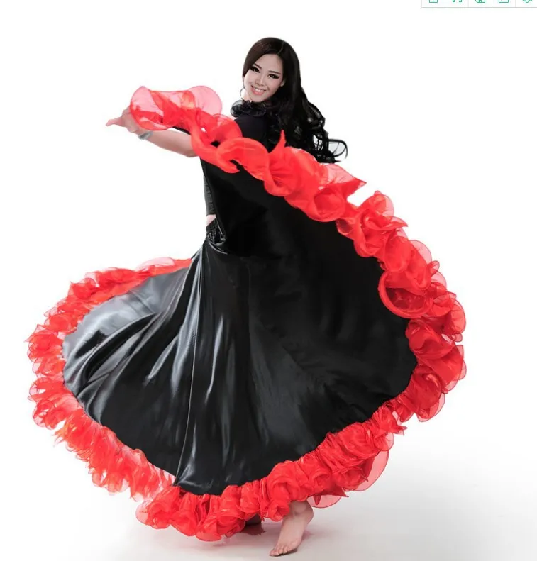 Испанская коррида, для фестиваля, для выступлений, для танцев, для фламенко, юбка для женщин, пламя, Цветочный, размера плюс, для бальных танцев, Женская юбка