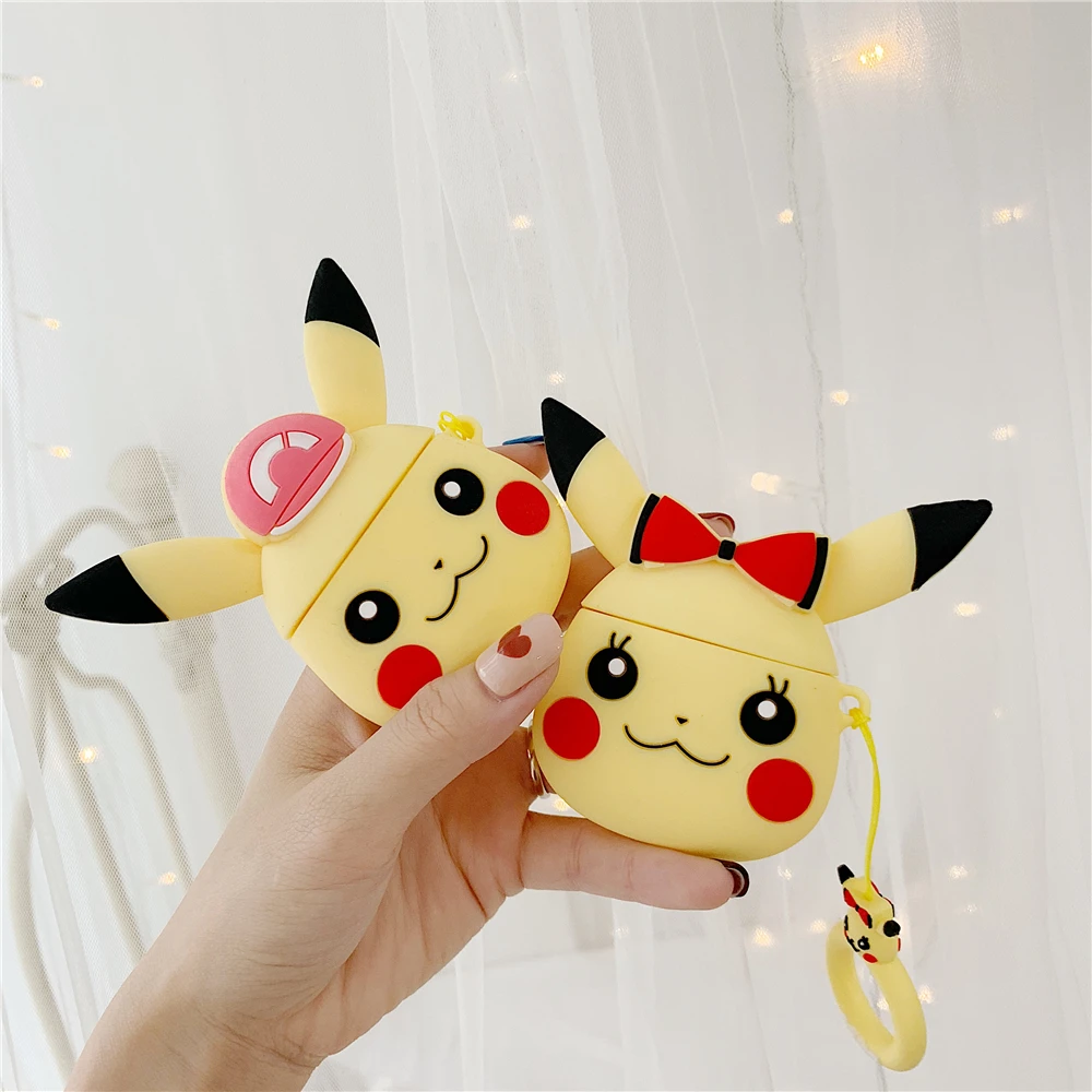 Couple Air pods 2 Cartoon Pokemon Cute Pikachu earphone Cover For Apple Wireless Bluetooth Headset Airpods Silicone Cases Funda