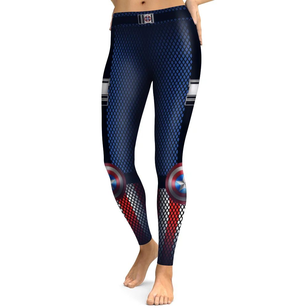 W-Yunna Капитан Америка принт 3D спортивные Леггинсы Премиум ультра мягкие тренировочные леггинсы Экстра качество Activewear Pantalon Femme