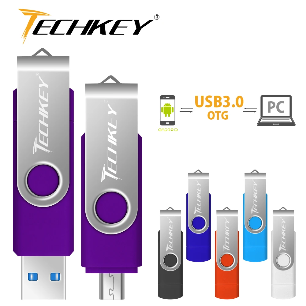 OTG usb 3,0 usb флэш-накопитель 3,0 TECHKEY pen drive 8 ГБ 16 ГБ 32 ГБ 64 Гб memoria флеш-накопитель memoria Cel stick pendrive u disk подарок для мобильного телефона