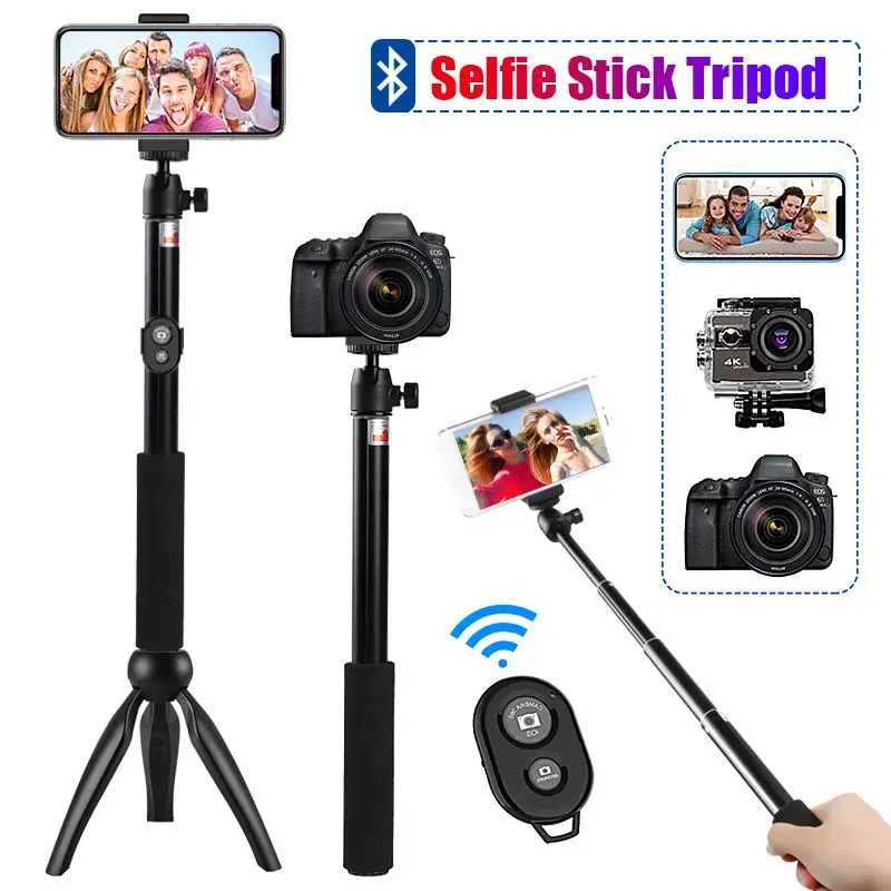 

4 in 1 Wireless bluetooth Selfie Stick Mini Portable Selfie Tripod Foldable Extendable Handheld Monopod Shutter Remote Control
