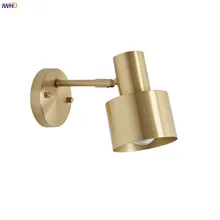 IWHD Nordic Modern Copper Wall Lights For Home Lighting Bedroom Bathroom Mirror Beside Vintage LED Wall Lamp Arandela Wandlamp black round modern led wall lights for home children bedroom led beside lamp wall sconces appliques murales aplik lamba