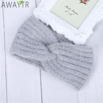 

Women's Knit Striped Solid Hair Band Cross Headbands Mink Hair Elastic Adult Headwear Ladies Headband of Women Hair Accessories